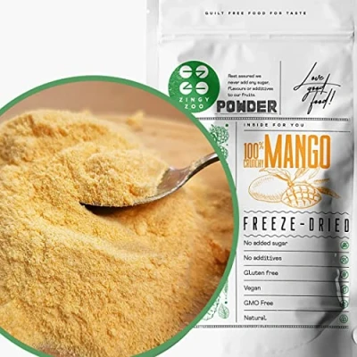 Bild av Frystorkat Mangopulver 100% Naturlig Torkad Frukt Uttorkad Mango Inget Tillsatt Socker Frystorkad Gefriergetrocknete Freeze Dried Fruit Powder ZingyZoo