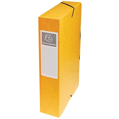 Bild av Exacompta Ref. 50609E 1 Exabox arkivlåda med resår 600g/m2 glansig kartong 6 cm rygg 25 x 33 för A4 dokument gul levereras monterad