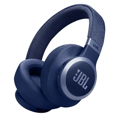 Bild av JBL Live 770NC On ear Bluetooth hörlurar med adaptiv aktiv brusreducering och avtagbar ljudkabel, JBL:s signaturljud, blå