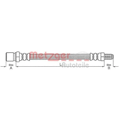 Bild av METZGER 4111683 Flexible De Frein 353 M10 x 1 VOLKSWAGEN: Coccinelle, Kaefer Cabriolet