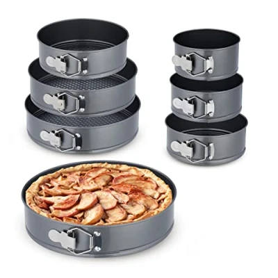 Bild av Relaxdays Springform set, 7 stycken, runda bakformar, Ø 14/16/18/20/24/26/28 cm, rostfritt stål, non stick kakform, antracit