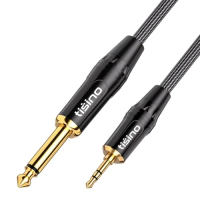 Bild av TISINO 6,3 mm uttag TS Mono till 3,5 TRS Mini Stereo Jack sammankopplad kabel (Mono Stereo) 3 månader