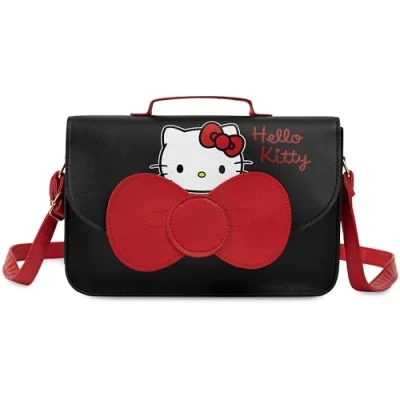 Bild av Hello Kitty flickor &amp; tonåringar handväska, crossbody axelväska med justerbar rem mode resa gåvor, Svart/rött, En storlek