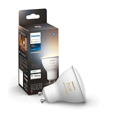 Bild av Philips Hue White Ambiance ljuskälla GU10, LED 5W, 350 lumen, Zigbee &amp; BT, 2200 6500 Kelvin, livslängd 15000 timmar, röststyrning via Amazon Alexa, Google Home Assistant och Siri
