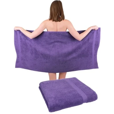 Bild av Betz 2 stycken duschhanddukar set storlek 70 x 140 cm duschhandduk badhandduk strandhandduk handduk premium 100 % bomull färg lila