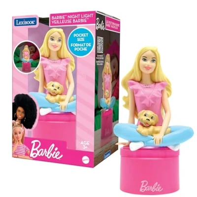 Bild av Lexibook, Barbie, LED ficknattlampa för barnens sovrum, mjukt ljus, batteridriven, Rosa, NLJ01BB