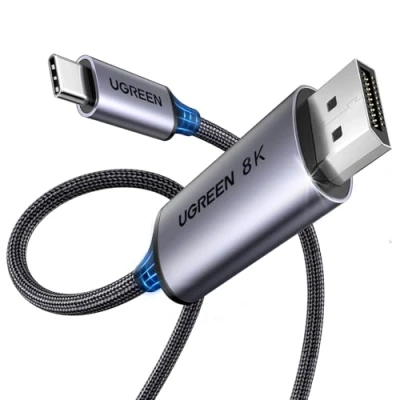 Bild av UGREEN USB C till DisplayPort 1.4 kabel dubbelriktad 8K@60Hz 4K@240Hz Thunderbolt 4 kabel, flätad aluminium (2M)