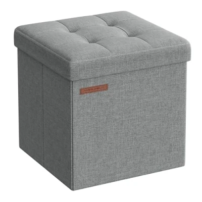 Bild av Songmics Sittpall med förvaringsutrymme, liten vikbar sittbänk, 30 x cm fotbänk, förvaringslåda, kan belastas upp till 130 kg, för vardagsrum sovrum sovsal, ljusgrå LSF028G02