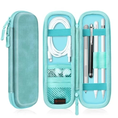 Bild av FINTIE Pennfodral PU läderfodral hållbart förvaringsfodral skyddande väska med integrerad ficka för iPad Pencil/Samsung S pen/ytpenna/Logitech penna, grön