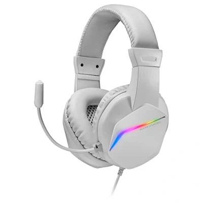 Bild av MARSGAMING Gaming MH122, FRGB Over Ear hörlurar med mikrofon, HiFi ljud, brusreducering, ultralätt, PS4 PS5 Xbox Switch Tablet Windows Mac, vit, MH122W, stor