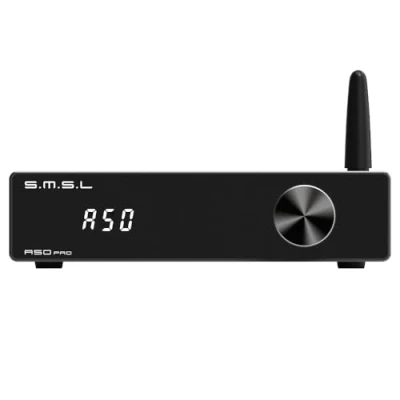Bild av S.M.S.L A50Pro förstärkare, LPF och HPF, 2.1 kanals ljudförstärkare, 100 W basutgångseffekt, HiFi Bluetooth 5.0 stereoljudsförstärkare, stöder HDMI (ARC), passiv subwoofer, MA12070P x 2 chip