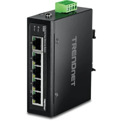 Bild av TRENDnet TI E50 Industriell icke hanterad 5 portars snabb Ethernet DIN skensbrytare, x Fast portar, IP30