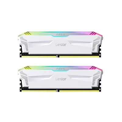 Bild av Lexar ARES RGB DDR4 RAM 16 GB Kit (8 x 2) 4 000 MHz, DRAM 288 Pin U DIMM Desktop Memory, XMP 2.0 Högpresterande Datorminne, CL18 22 42, PC4 32000, Vit (LD4EU008G R4000GDWA)