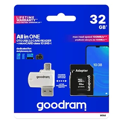 Bild av GOODRAM Microsd 32gb Card Class 10 + Adpter Reader Blåsor