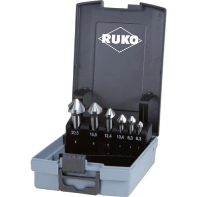 Bild av Ruko R102152RO Set med 6 HSS koniska avgradarräknare Din 335 plastlåda typ C 90 grader glansig finish
