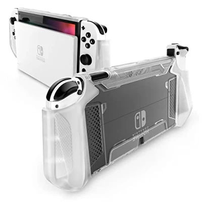Bild av Mumba Fodral för Nintendo Switch OLED 2021 [Blade serien] TPU grepp skyddstillbehör kompatibelt med och Joy Controller (transparent)