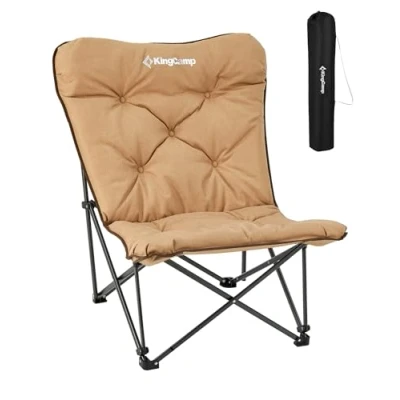 Bild av KingCamp campingstol, vikbar, lätt hög rygg, trädgårdsstol, bekväm, vadderad XXL med ficka, relaxfåtölj för camping, trädgård, balkong, strand, utomhus, fjäril,