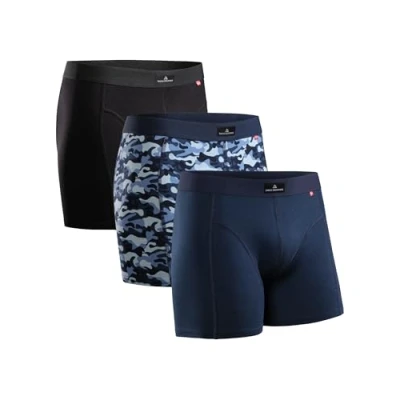 Bild av DANISH ENDURANCE 3 pack Kalsonger, Mjuk Bomull, Klassisk Passform, Boxershorts, för Mä, Flerfärgad (1x Kamouflage, 1x Marinblå, Svart), 4XL