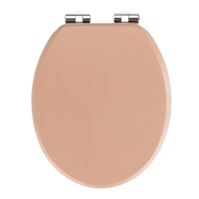 Bild av WENKO toalettsits Cuero beige, med automatisk sänkning i läderutseende gjord av fuktbeständig, porfri MDF, snabb fastsättning rostfritt formgjutning, 35,5 x 42,5 cm