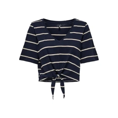 Bild av ONLY Onlsummer KNOT Tshirt med print, Storlek: Medium, Navy blazer/pumice stone