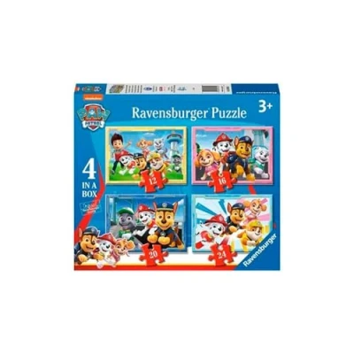 Bild av Ravensburger Paw Patrol B pussel, 4 i en låda samling, pussel 12 16 20 24 stycken, rekommenderad ålder 3+ år