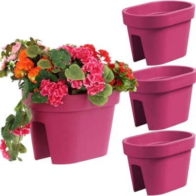 Bild av botle balkonglåda, blomlåda, hänglåda, räcke, kruka, 39,5 cm 12,3 l, fuchsia, balkong, oval