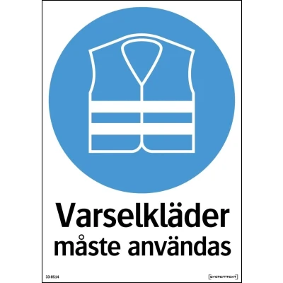 Bild av SKYLT 338514 VARSELKLÄDER MÅSTE ANVÄNDAS 210X297MM Beijerbygg Byggmaterial