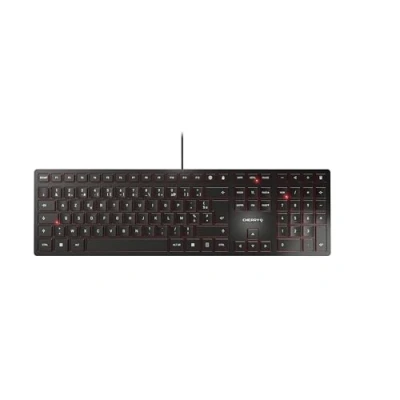 Bild av CHERRY KC 6000 SLIM, tangentbord med ultratablät design, fransk layout (AZERTY), trådbunden (USB A port), tysta tangenter, hållbar nyckeletikering, svart