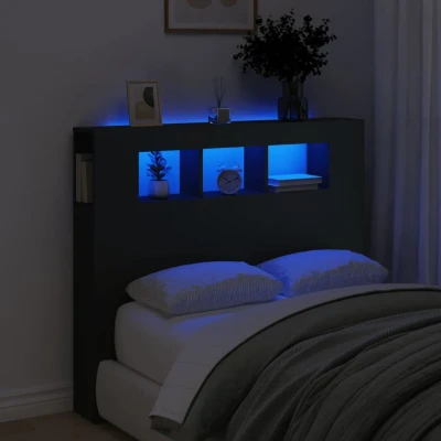 Bild av vidaXL Sänggavel LED svart 120x18,5x103,5 cm konstruerat trä, huvudgavel, gavel, massiv huvudgavlar, gavlar, massiva huvudgavlar