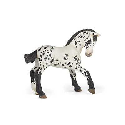 Bild av Papo Handmålad Figurhäst, föl och ponnyer Appaloosa svart 51540 samlarbar för barn Lämplig pojkar flickor Från 3 år