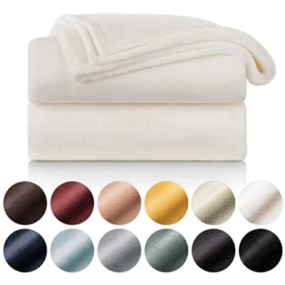 Bild av Blumtal fleecefilt 270 x 230 Vit pläd OEKO TEX® certifierad, soffpläd, cocooningpläd tjock, mjuk och varm hög kvalitet