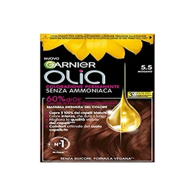 Bild av Garnier Hårfärg Olia, Ammoniakfri Permanent Färg, Med Blomoljor av Naturligt ursprung, Vegansk Formel, Mahogny