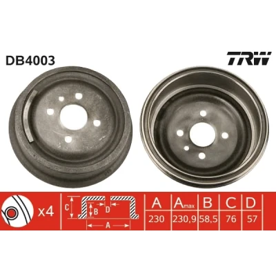 Bild av TRW DB4003 Tambours De Frein 273 OPEL: GT Coupe, Ascona A Berline, Manta Coupe