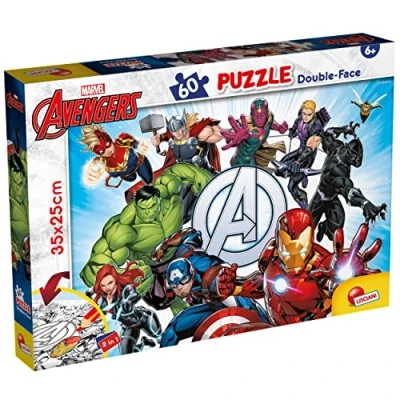 Bild av Lisciani Marvel Puzzle DF M Plus 60 Avengers Mångsidigt dubbelsidigt pussel Pedagogisk leksak Kreativitet och koordination mellan hand öga För barn Tillverkad i Italien