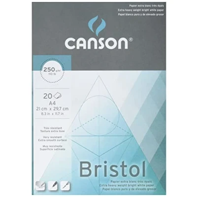 Bild av Canson 200457120 Bristol ritkartong, A4, hög vit, A4 21 x 29,7 cm