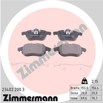 Bild av ZIMMERMANN 23402.200.3 Jeu de plaquettes frein préparé pour indicateur d&#039;usure la photo correspond au contenu livraison, avec ressort