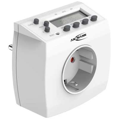 Bild av ANSMANN timer, veckotimer AES5, LCD skärm, 3 680 W, digital timer med 8 omkopplingstider, slumpmässig funktion, sommartimer