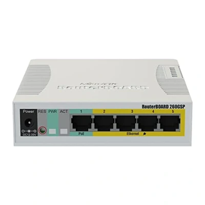 Bild av Mikrotik RB260GSP nätverksomkopplare hanterad Gigabit Ethernet (10/100/1000) Power Over (PoE) Vit