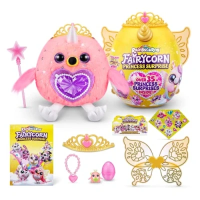 Bild av Rainbocorns Fairycorn Princess Series 6 Majesty th Flamingo Samlarobjekt plysch Magisk älva prinsessa överraskningar, gosig gosedjur, klistermärken (flamingo)