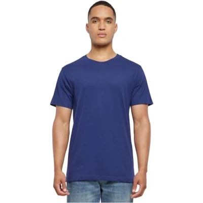 Bild av Build your Brand T shirt för män, rund hals, basic herrtopp av bomull med hals finns i många färger, XS5XL storlekar finns, Blå (Light Navy), 4XL