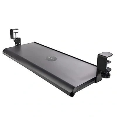 Bild av StarTech.com tangentbordsbricka under skrivbord, ergonomisk tangentbordshållare, upp till 12 kg (26,5 pund), glidande tangentbord och mus låda med C klämmor, höjdjusterbar