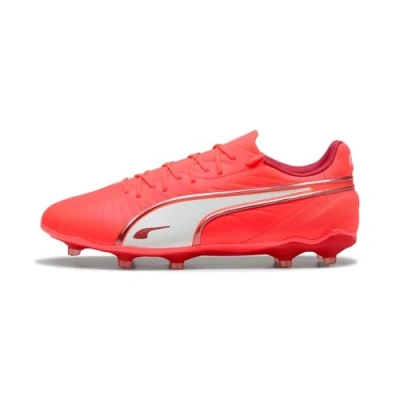Bild av Puma KING Match FG/AG Fotbollsskor fasta dobbar, Storlek: 45, Glowing red/white/red fire Konstmaterial/textil
