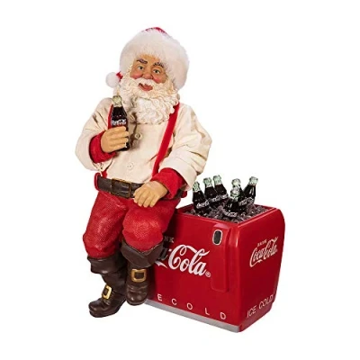 Bild av Kurt S. Adler 10,5 tums Coca Cola Santa sitter på kylare bordsdel, multi