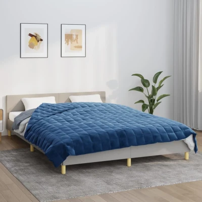 Bild av vidaXL tyngdtäcke blå 220x235 cm 15 kg tyg, filt, sängkläder, för ångest, filtar, täcke lugnande ångestfilt, tung filt