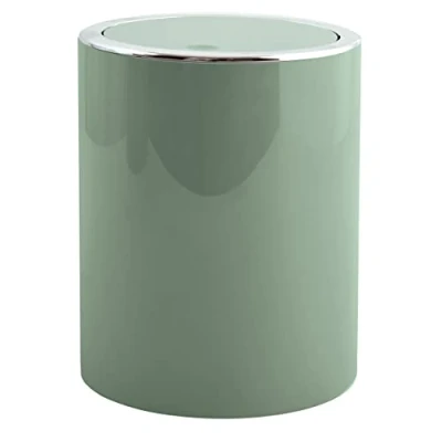 Bild av MSV MS5028 Aspen papperskorg med vipplock (6 l, diameter x Höjd: 18,5 26 cm), Färg Grön, Plast