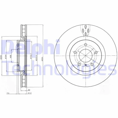 Bild av DELPHI BG4162C Disque de frein 324 30 5 ventilé revêtu non traité sans roulement roue, bague ABS NISSAN: 350Z Coupe, Roadster
