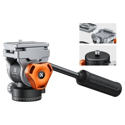 Bild av K&amp;F koncept vätskehuvud stativfäste, justerbart dämpande panna lutningshuvud med flexibel 360 &amp; +90/ 90 lutning, Arca Swiss metall QR platta, botten 1/4&quot;+3/8&quot; gänghål, lastkapacitet 5 kg