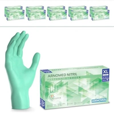Bild av 2000x ARNOMED engångshandskar gröna, nitrilhandskar XL, med 2000 st, puderfria, latexfria gummihandskar, finns i XS, S, M, L &amp; XL