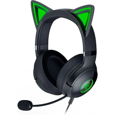 Bild av Razer Kraken Kitty V2 USB Trådbundet RGB headset med öron Stream Reactive Lighting (HyperClear Cardioid Mic, TriForce 40mm högtalarelement, 7.1 Surround Sound) Svart