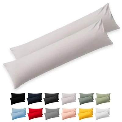 Bild av Blumtal Kuddfodral för sidosovare 40 x 145 (set med 2 Kuddfodral) Ljusgrå 100% Bomull, Oeko Tex certifierad, kuddar sidosovare, blixtlås